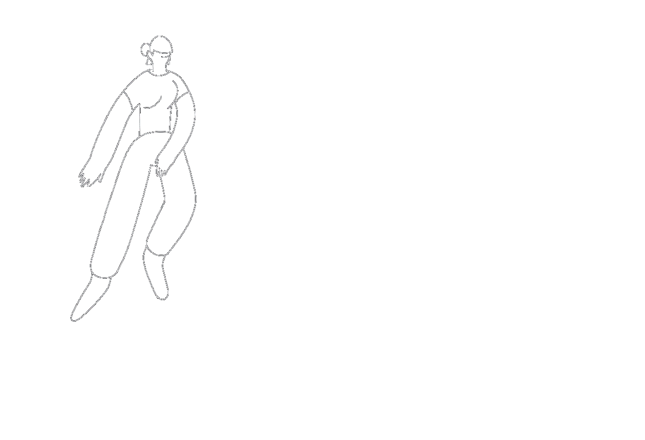 Animated break dancer dancing and then magically becoming colored.